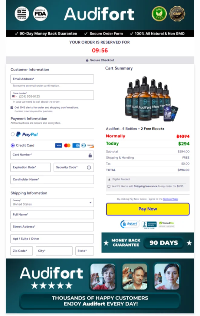 Audifort Official Website Secure Order Page